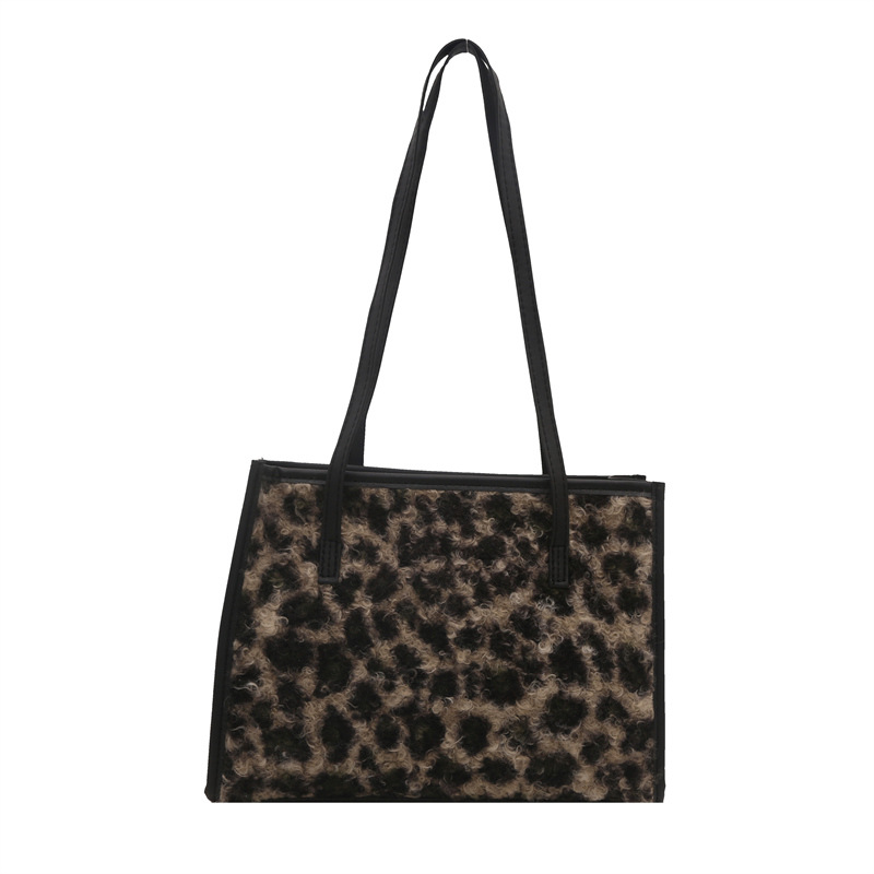 Leopardo tela de peluche bolso de mano para mujeres 2024 otoño nueva moda coreana moda bolso de hombro relajado bolso axilar