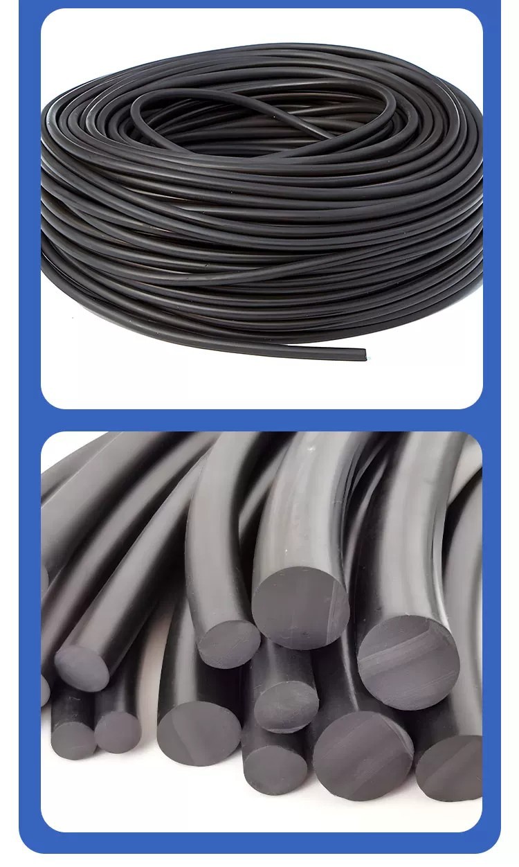 Fluorine rubber sealing strip 1/2/3/4/5...20 corrosion-resistant, high-temperature and wear-resistant fluorine rubber strip solid sealing round strip