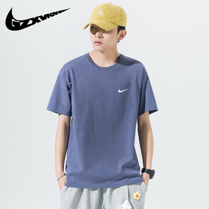 2024 Summer New Cotton Short-sleeved T-shirt Hong Kong Style Half-sleeved Men's Small Shoulder Combed Cotton 200g Plus Size Top