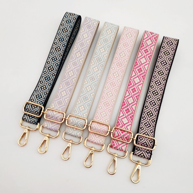 All Seasons Polyester Cotton Color Block Lingge Bag Strap display picture 6