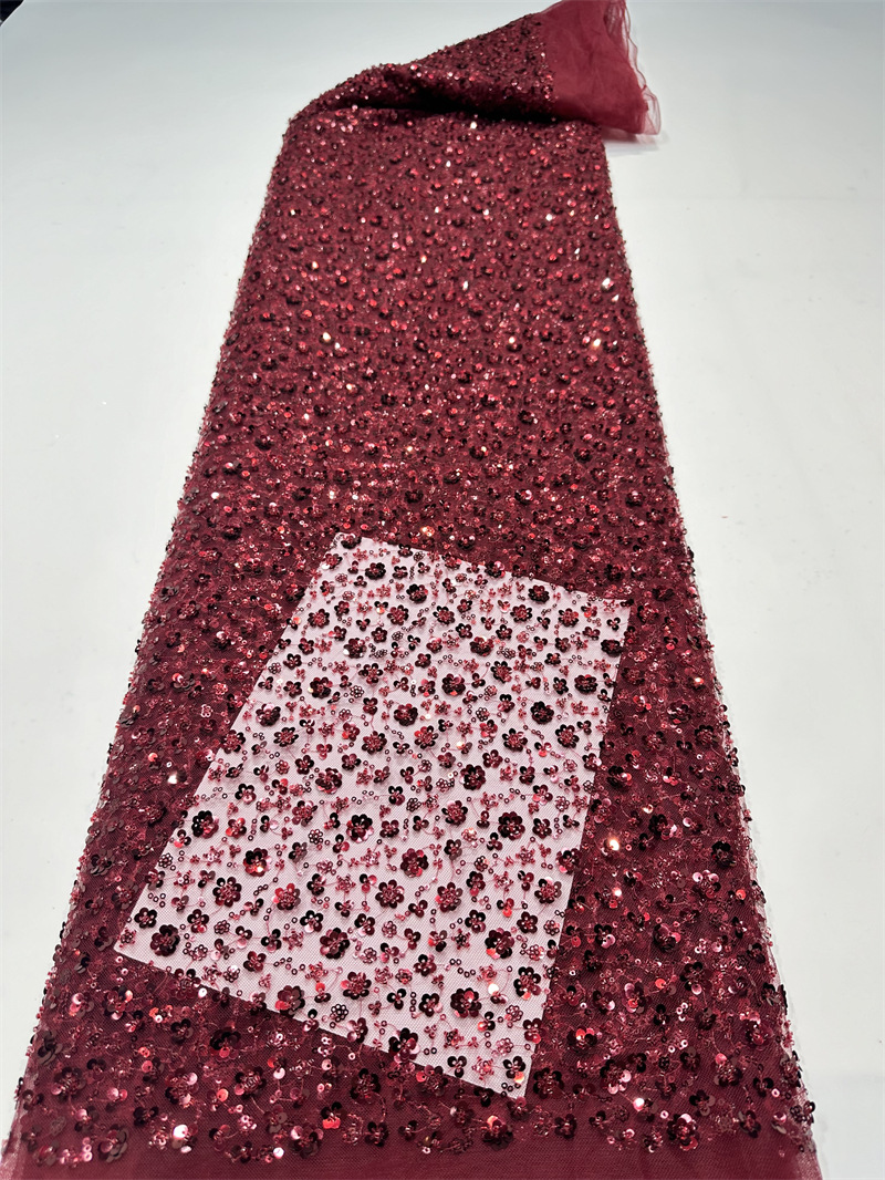 Tejido de lenteja de flor de ciruela, tubo de perlas bordado de lenteja, vestido de noche, tela de bordado de vestido de teatro, vestido de noche image 12