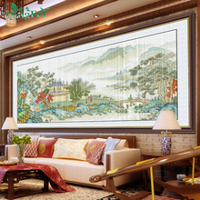 青飞精准印布十字绣友客厅卧室新中式风景山水画刺绣非成品