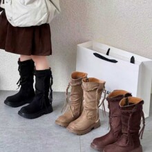 长筒靴复古废土不过膝马丁靴女秋季新款时尚英伦风厚底机车女童鞋
