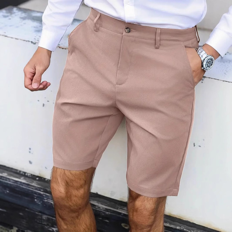 Cross-Border Amazon Men's Golf Shorts Solid Color Workwear Five-Point Casual Shorts Outdoor Camping Hiking Shorts