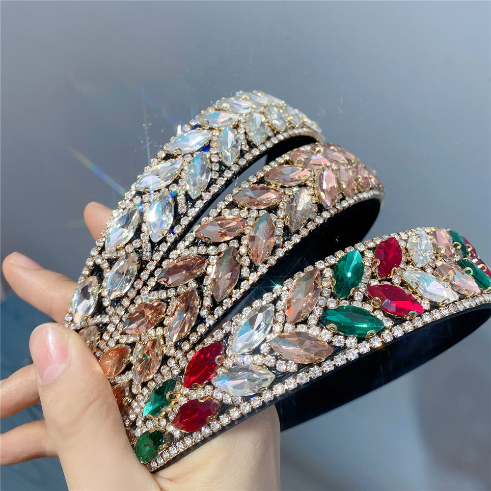 Fashion Crystal Wide-edge Diamond Gemstone Headband display picture 7