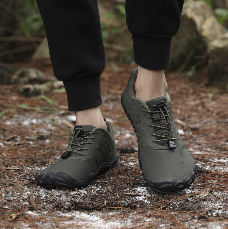 Zapatos de senderismo, antideslizantes, transfronterizos, cálidos, para otoño e invierno, zapatos de algodón repelentes al agua, botas de nieve de senderismo de cinco dedos para parejas, talla grande para exteriores