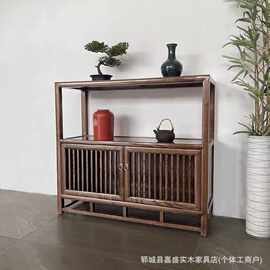 实木餐边柜老榆木简约玄关柜置物柜靠墙置地式矮柜客厅茶叶展示柜