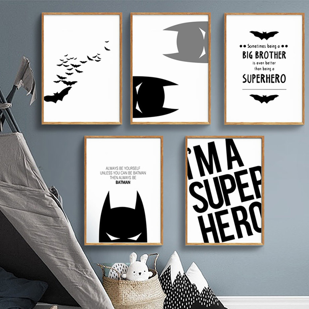 Black and White Hero Modern Wall Art Canvas Printed Painting Poster Poster Living Room Home Decoration Wall -free Frameless Painting 2