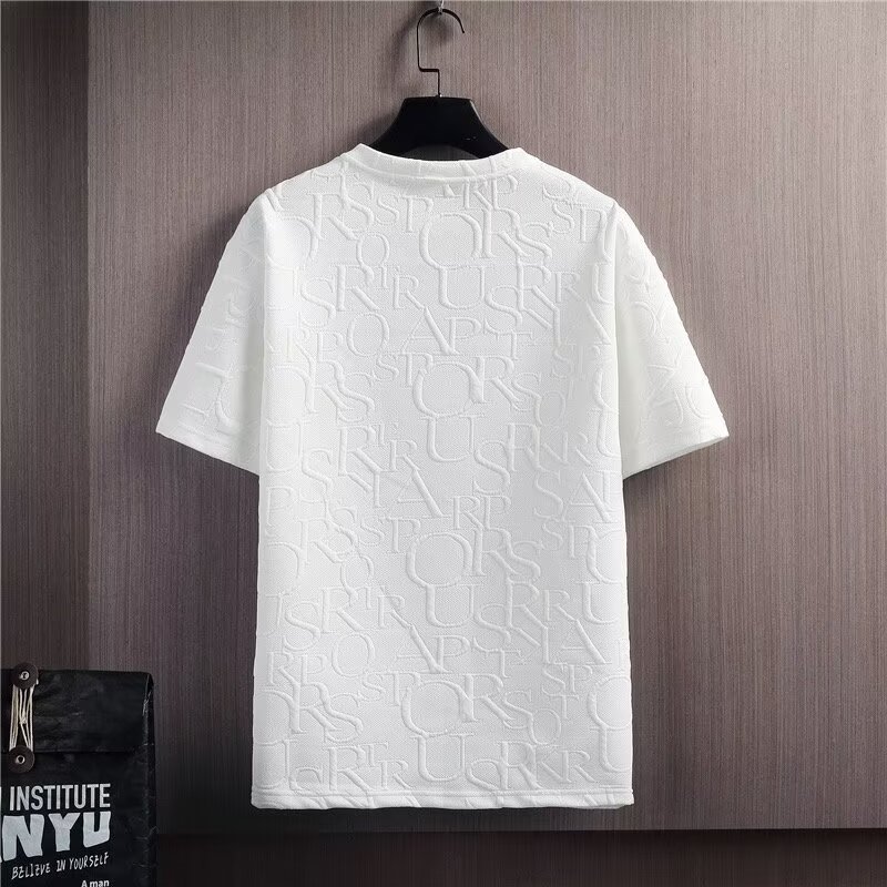 Casual camiseta de manga corta Waffle transfronterizo universal color sólido set de verano hombre moda set de ropa deportiva hombre
