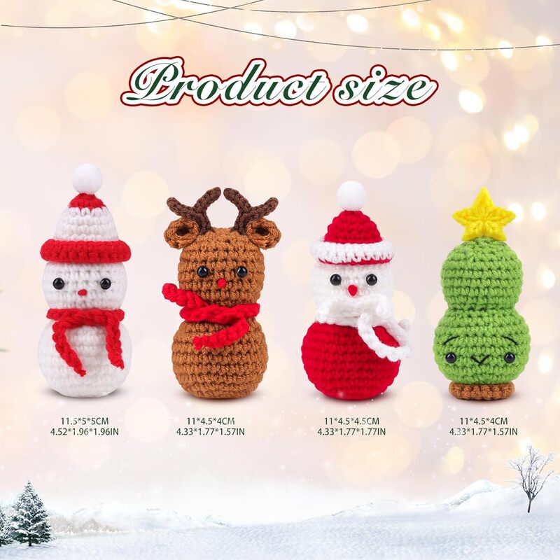 国境を越えた売れ筋の手作りかぎ針編み人形クリスマスギフト4点セットサンタクロース雪だるまヘラジカニットおもちゃ|undefined