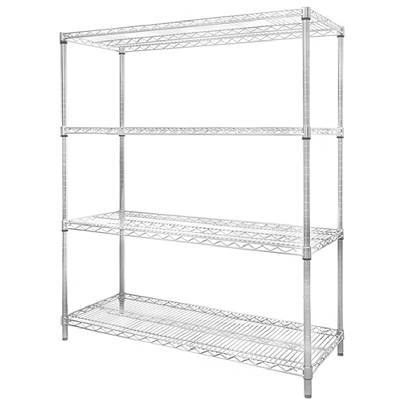 Estantería móvil de acero al carbono con 4 niveles, capacidad de 200 kg, malla de alambre cromada, ruedas con freno, estantería de almacenamiento para taller, ahorradora de espacio. image 6