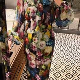 高端女装真丝半裙紫白花高腰半裙西西里意大利拜占庭一套都有