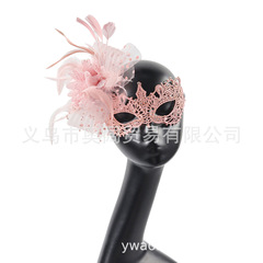 跨境威尼斯舞会面具羽毛蕾丝侧花眼罩万圣节派对聚会派对装扮道具