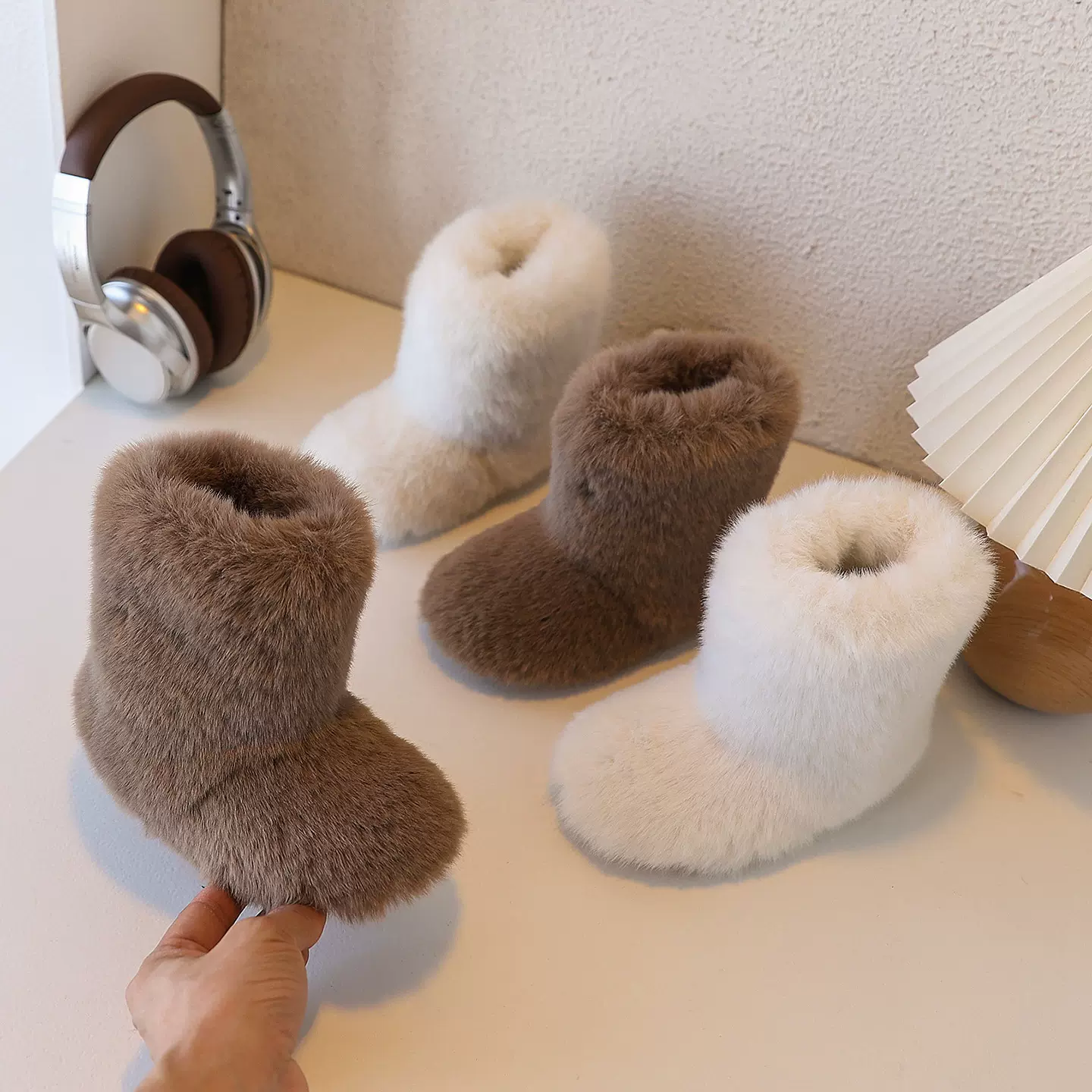 女童雪地靴2025冬季新款韩版儿童毛毛鞋加绒小女孩羊羔毛保暖棉鞋