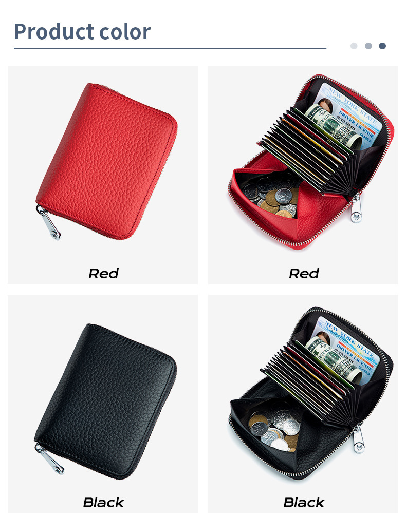 Heißer verkauf große kapazität reißverschluss akkordeon karte aus echtem leder RFID Japanischen multifunktionale geldbörse_voghion.com