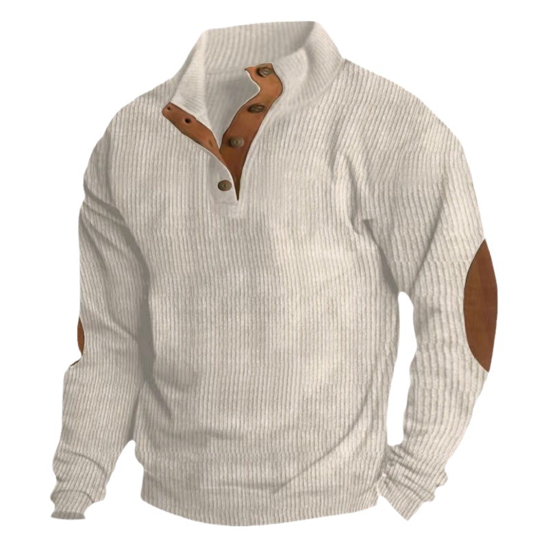 2025 Cross-border otoño código europeo casual de los hombres costura de cuello alto manga larga pana suéter en stock