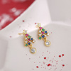 Silver needle, fashionable Christmas earrings, silver 925 sample, European style, wholesale