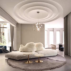 意式轻奢北极熊懒人沙发设计师客厅家用创意绒毛高级弧形靠背沙发