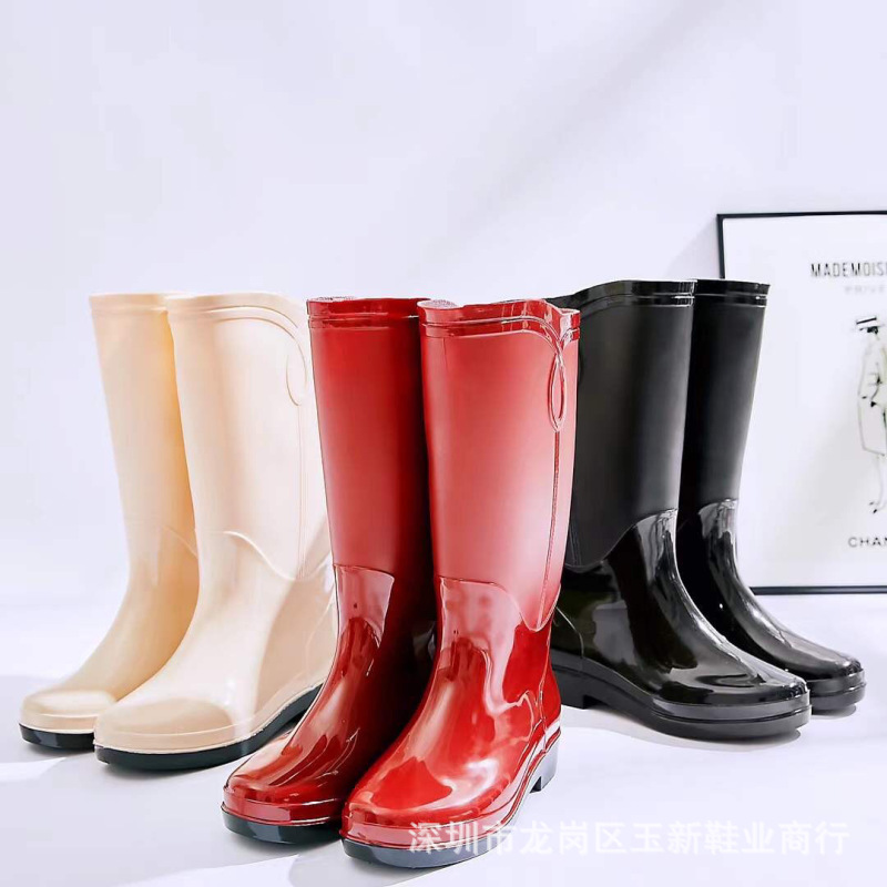 High heel mid-high fashion outer wear cute non-slip thick wear-resistant waterproof women's rain boots popular frosted rain boots