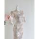 [Chunxin] New Chinese Style National Style Inverted Big Sleeve Gentle Pink Water Drop Collar Cheongsam Tight Waist Slim Fit dress