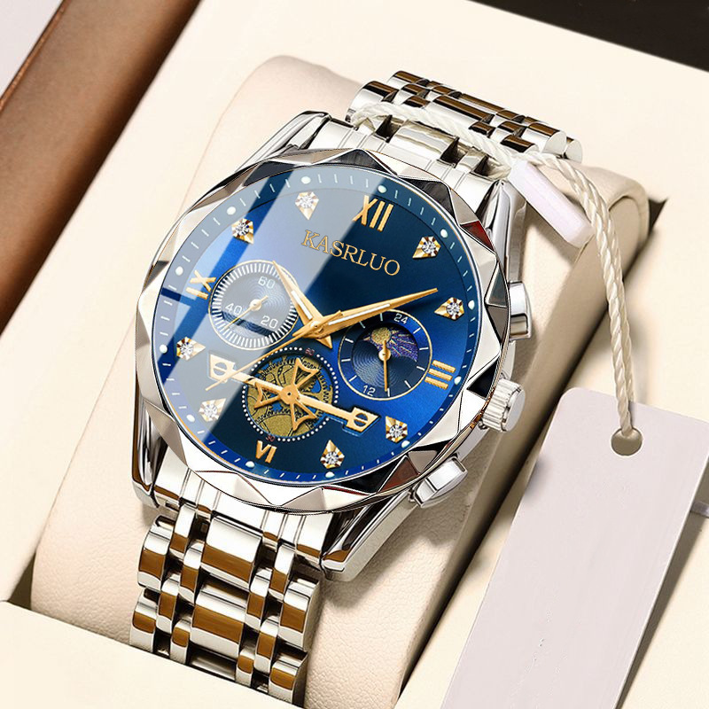 Casaro's New Multifunctional Quartz Watch, Versatile Trendy Watch, Six-Pin Timing, Casual Trendy Men's Alloy Men's Watch