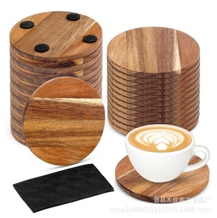 Wooden Coaster Square Round Storage Mat Tray Simple Anti-Slip Mat Heat Insulation Mat Household Desktop Anti-Scaling Mat