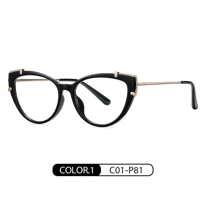 Nuevas gafas de luz anti-azul TJ875 moda europea y americana gafas lisas marco transfronterizo de las mujeres vendedoras calientes ojo de gato gafas lisas