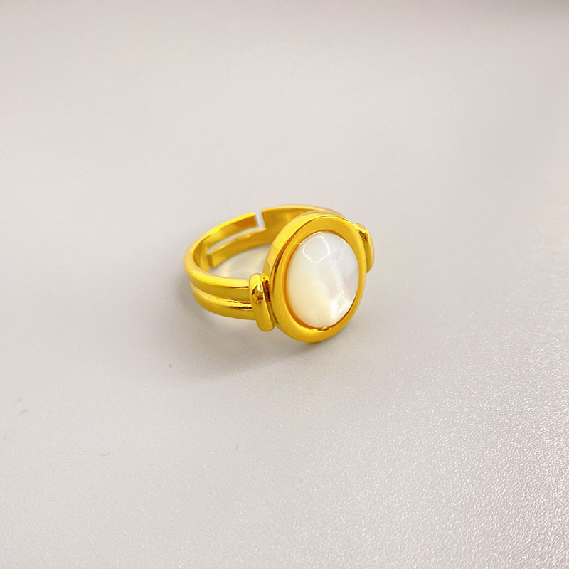 Simple Style Round Copper Inlay Artificial Gemstones Open Ring 1 Piece