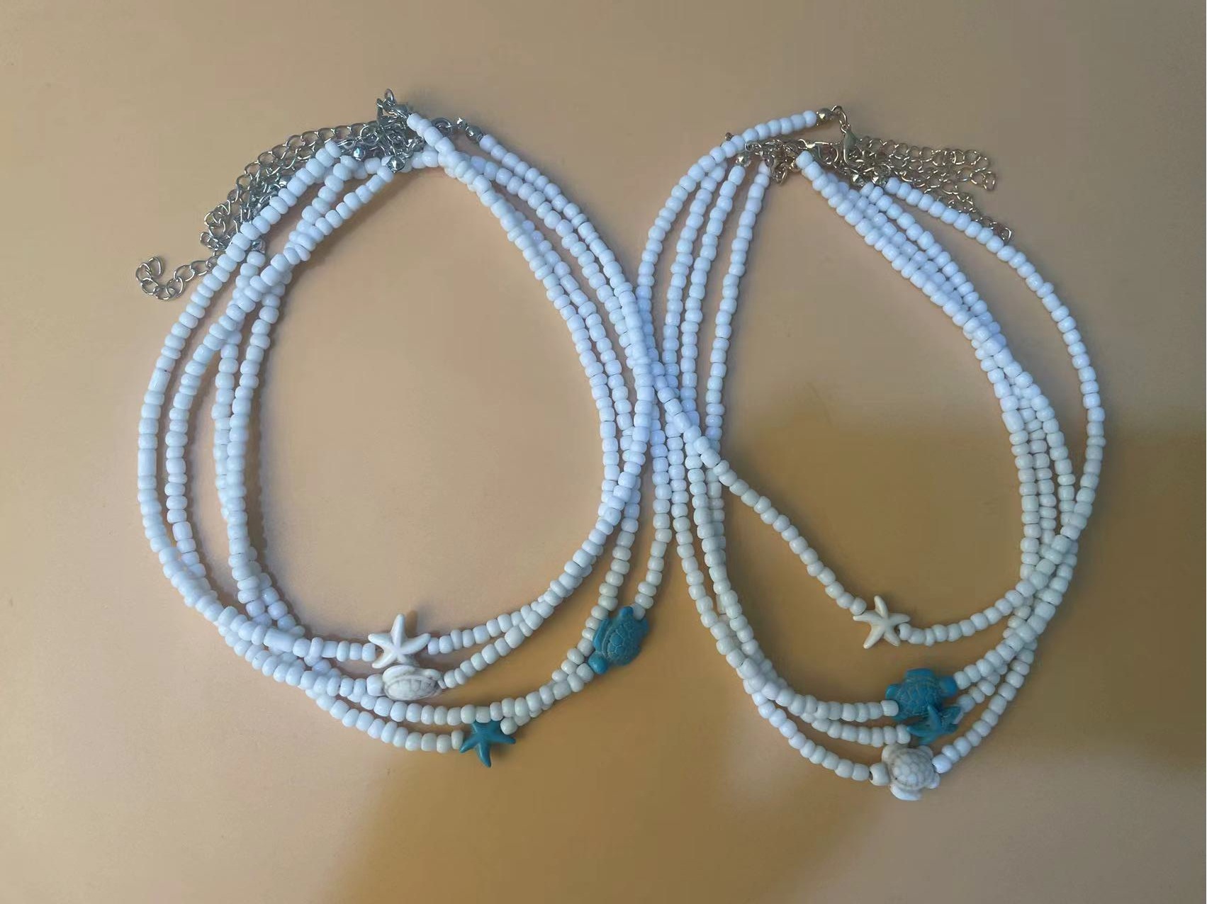 13g Weight Necklace Classification Seed Bead Chain Material 1 Piece Quantity Holiday, Daily Occasion Seed Bead Material Tortoise, Starfish Pattern Women's Gender Marine Style, Simple Style Style Marine Style Simple Style Tortoise Starfish Seed Bead Wholesale Necklace 无