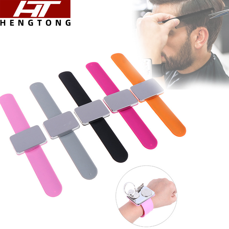 Herramientas de peluquería al por mayor de silicona imán dispositivo de muñeca imán pulsera raqueta aguja magnética dispositivo de succión raqueta cinturón