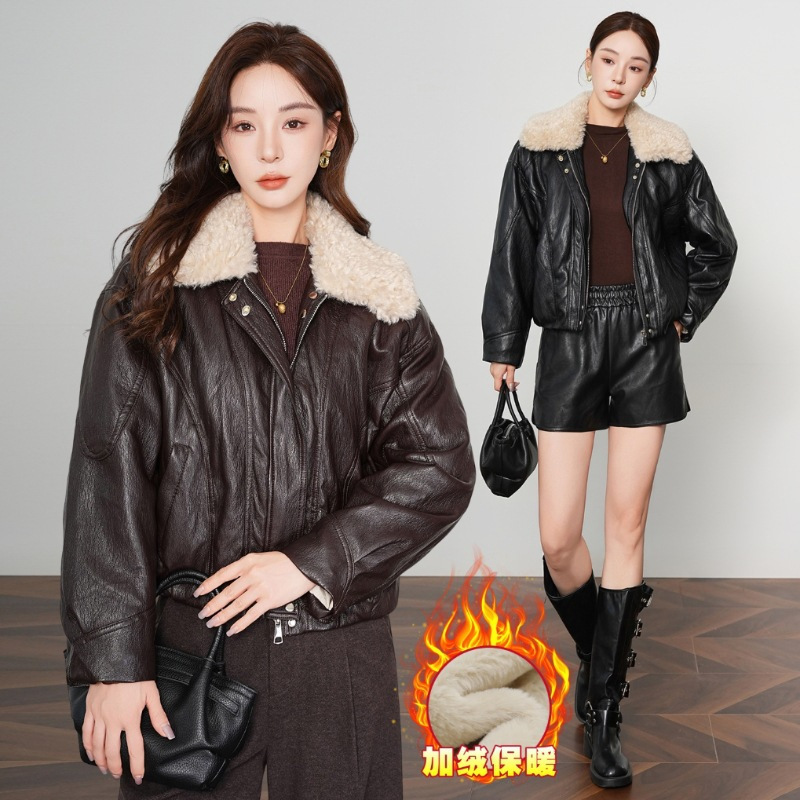 Haining Genuine Leather Jacket 2025 Autumn and Winter New Style Zipper Loose Fashion Rex Rabbit Fur Jacket Jacket Top Women's Clothing