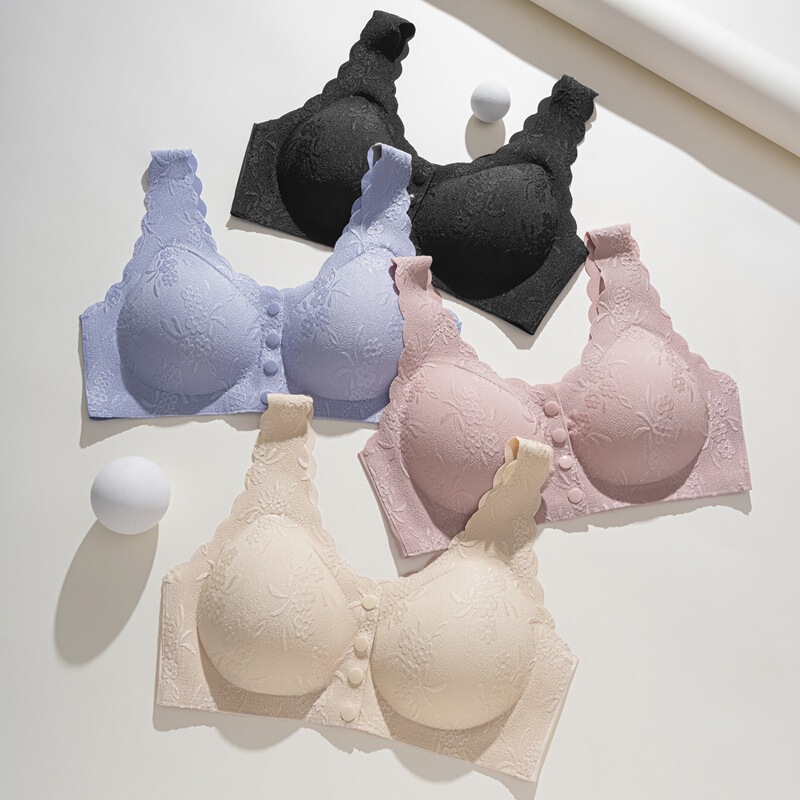 Mom's Underwear Front-Buttoned Convenient Bra Without Rims Push-Up Seamless Comfortable Vest for Middle-Aged and Elderly People