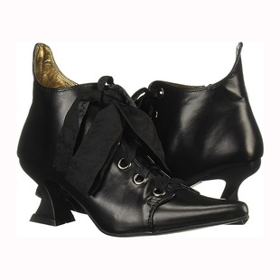 Amazon Temu Cross-Border Export New Medieval Retro Halloween Witch Pointed Toe Lace-Up Side Zipper High Heels