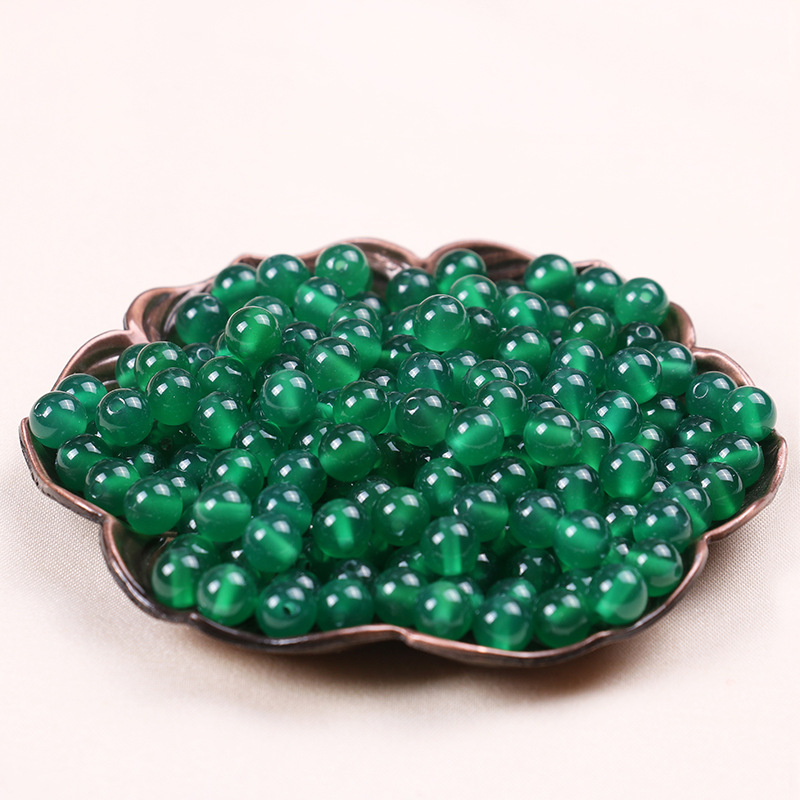 7A天然绿玛瑙散珠子半成品DIY水晶饰品配件绿色珠子编织菩提单颗