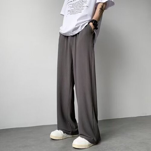 Men's Casual Long Pants 2025 New Summer Thin Version Korean Style Trendy Loose Plus Size Straight Leg Drop Ice Silk Pants
