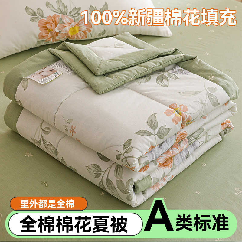Edredón de aire acondicionado lavable de algodón de clase A, núcleo de edredón de algodón de Xinjiang, edredón de algodón impreso de verano, edredón de regalo doble