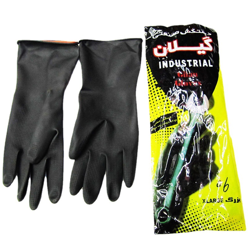 黑色耐酸碱橡胶手套 工业乳胶防滑放腐蚀电镀厂胶皮劳保防护手套