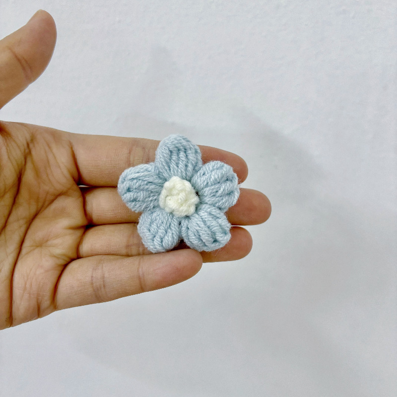 现货手工钩织泡芙花毛线花朵服装辅料饰品胸花包包仿真花花束配件|undefined
