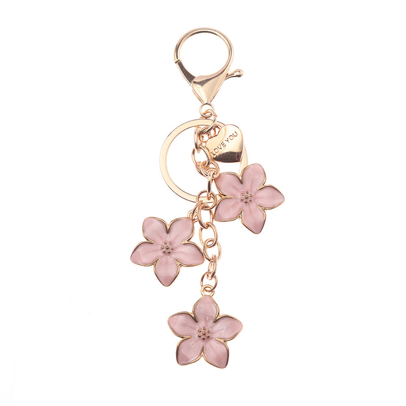 Cross-Border Fashion Alloy Oil Drop Flower Keychain Sweet and Cute Cherry Blossom Plum Blossom Mobile Phone Bag Pendant Pendant Decoration