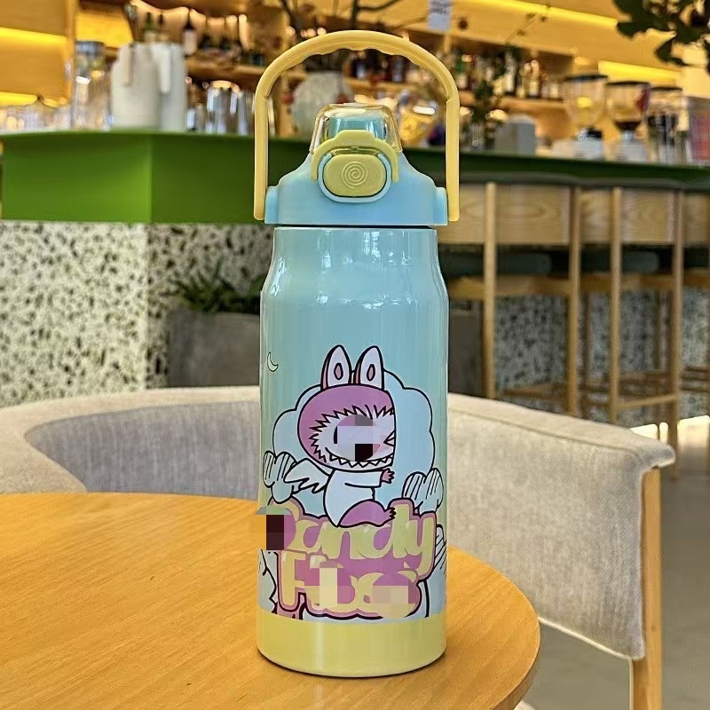 高颜値手提げ学生ポットかわいいストローコップ漫画グラデーション新型スポーツクロスボーダー保温大容量|undefined