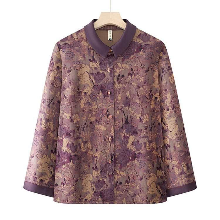 Spring Shirts for Elderly Women, Long-Sleeved, Plus Size, Middle-Aged and Elderly Mothers, Spring and Autumn Shirts, Clothes for Old Ladies, Grandma Tops