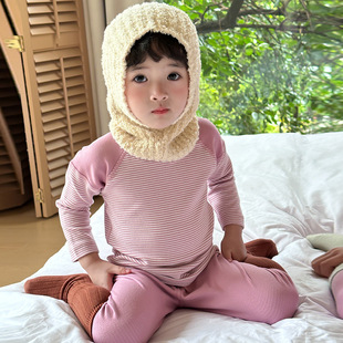 Down protein children's round neck bottoming autumn clothes long pants children's autumn and winter boys and girls baby thermal underwear suit