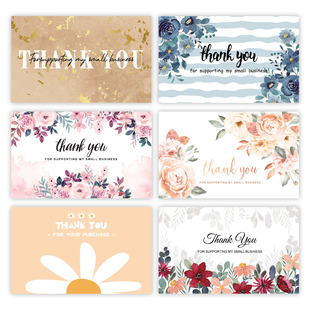 50 sheets/Pack simple flower thank you card coated paper business card gift packaging decoration card English mini thank you card