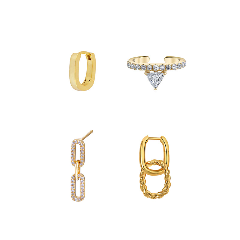 Triangular Diamond Earcuffs For Women Non-pierced Luxury Design_voghion.com