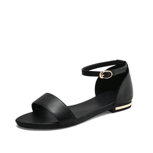 Casual all-match flat heel sandals genuine leather plus size pregnant women's shoes with flat sandals plus size 43 44 45 46