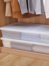 日本爱丽丝床下衣物收纳箱塑料透明扁平超薄家用床底衣服整理林祥