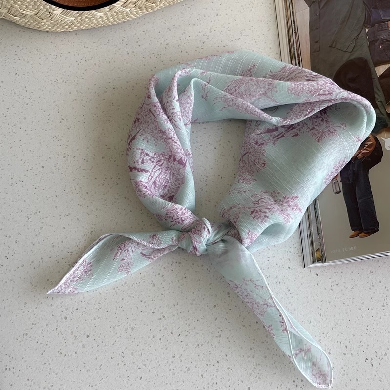 綿麻方巾合集 ~ 超多色柄砕花波点襟巾文芸森系頭巾髪帯包帯女