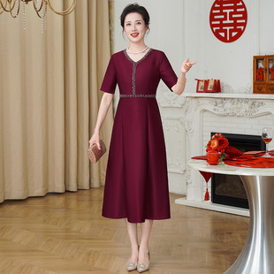Xi mother-in-law wedding dress 2024 new wedding dress wedding mother short sleeve mother-in-law female summer dress
