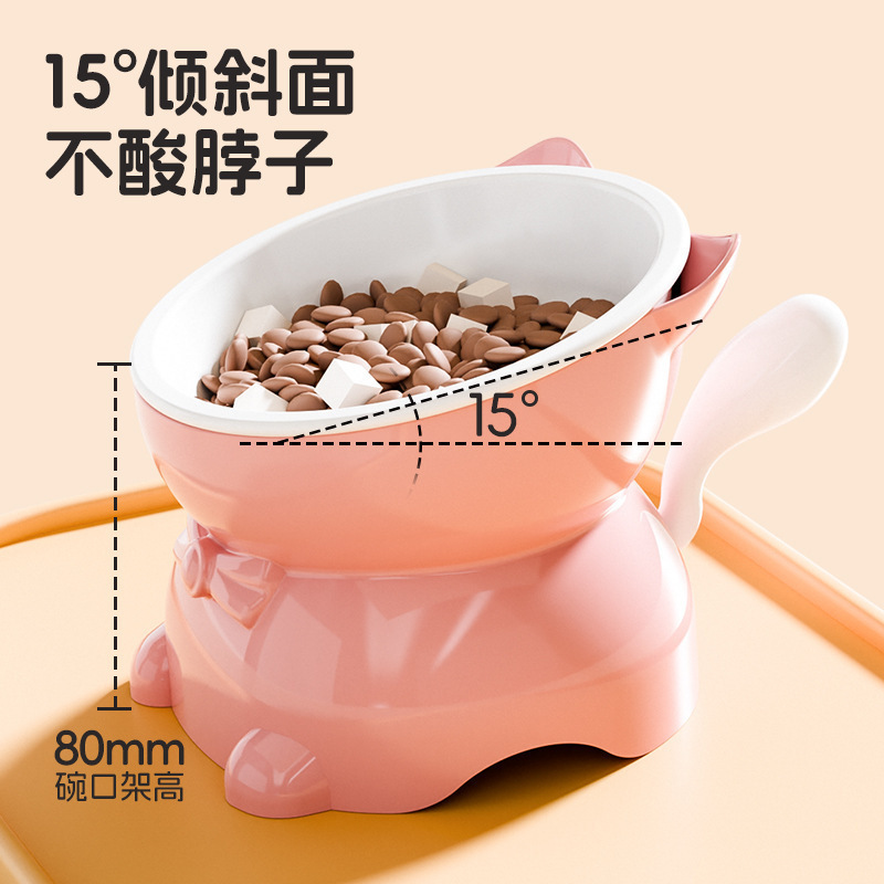 猫碗斜口护颈猫食盆脚猫咪饭碗水碗防打翻斜口猫碗不锈钢猫碗|undefined