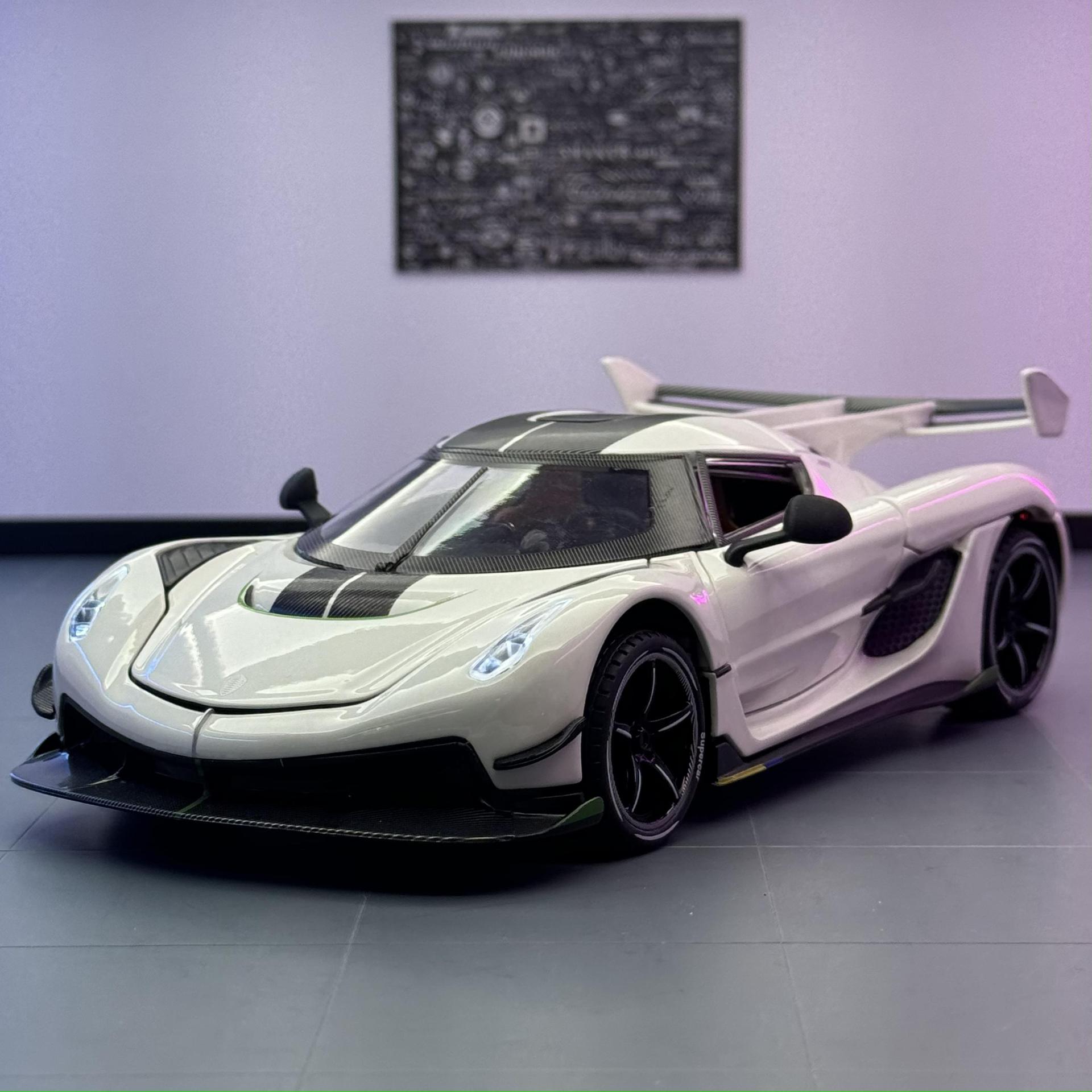 Coche-como modelo de coche de aleación 1:24 coniseger coche deportivo de juguete coche música modelo decoración colección con sonido y luz Tire hacia atrás